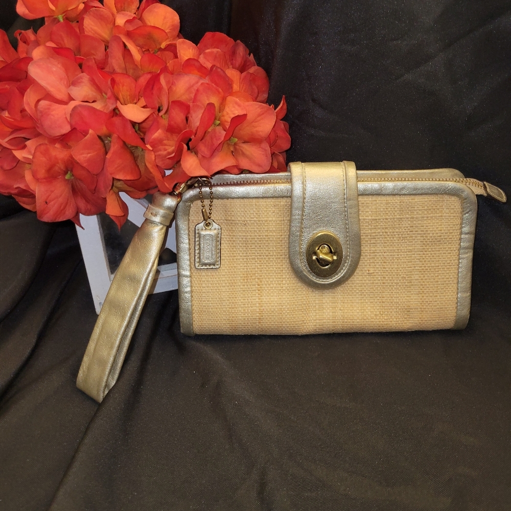 Coach summer gold clutch wristlet